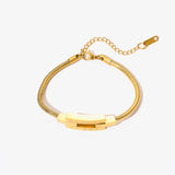 316L Stainless Steel Geometric Roman Numerals Bracelet for Women Girl