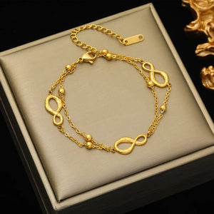 316L Stainless Steel Geometric Symbols Charm Bracelet For Women Girl