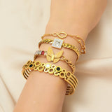 316L Stainless Steel Geometric Symbols Charm Bracelet For Women Girl