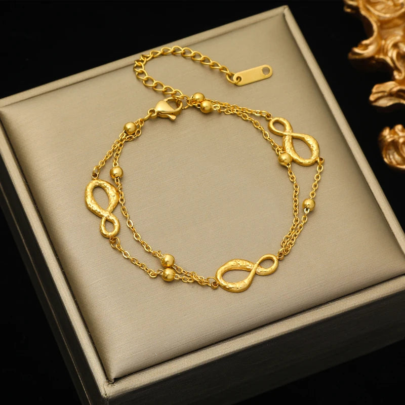 316L Stainless Steel Geometric Symbols Charm Bracelet For Women Girl