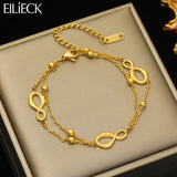 316L Stainless Steel Geometric Symbols Charm Bracelet For Women Girl