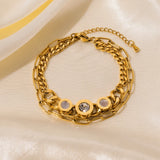 316L Stainless Steel Circle Charms Bracelet For Women Non-fading Bangles