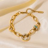 316L Stainless Steel Circle Charms Bracelet For Women Non-fading Bangles