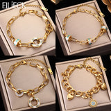 316L Stainless Steel Circle Charms Bracelet For Women Non-fading Bangles