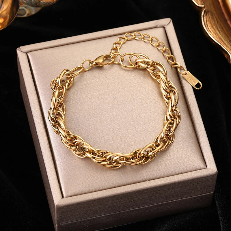 316L Stainless Steel Annularity Chain Link Bracelet for Women