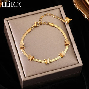 316L Stainless Steel Butterflys Flowers Chain Bracelet