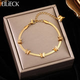 316L Stainless Steel Butterflys Flowers Chain Bracelet