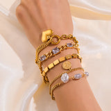 316L Stainless Steel Charm Bracelet For Women Girl Lady Bangles
