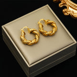 316L Stainless Steel Geometric Twist Earrings For Women