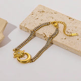 316L Stainless Steel Moon Charm Bracelet With Zircon Crystal