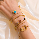 316L Stainless Steel Moon Charm Bracelet With Zircon Crystal