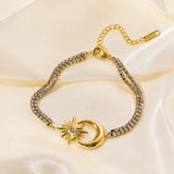 316L Stainless Steel Moon Charm Bracelet With Zircon Crystal