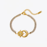 316L Stainless Steel Moon Charm Bracelet With Zircon Crystal