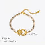 316L Stainless Steel Moon Charm Bracelet With Zircon Crystal