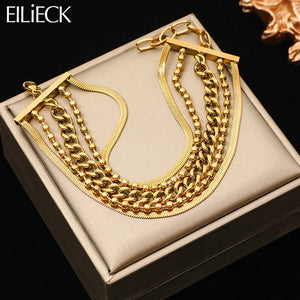 316L Stainless Steel Multi-layer Chain Bracelet For Women Girl