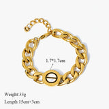 316L Stainless Steel Round Charm Thick Chain Bracelet For Women