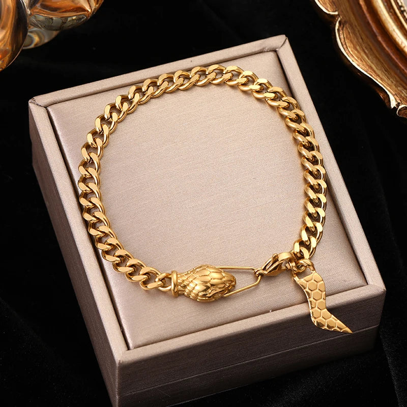 316L Snake Head Charm Bracelet For Women Girl