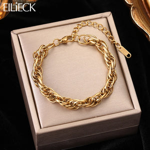 316L Stainless Steel Thick Chain Bracelet For Women Girls