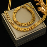316L Stainless Steel Thick Chain Choker Necklace Bracelet Set for Women