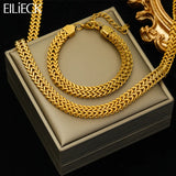 316L Stainless Steel Thick Chain Choker Necklace Bracelet Set for Women