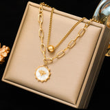 316L Stainless Steel Coin Pearl Necklace For Women Waterproof