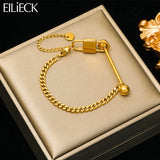 Gold-plated Lock Ball Bangle Bracelet For Women Girl