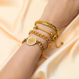 Gold-plated Lock Ball Bangle Bracelet For Women Girl