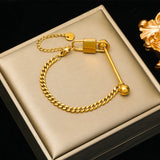 Gold-plated Lock Ball Bangle Bracelet For Women Girl