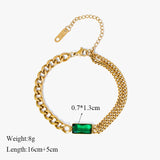 316L Stainless Steel Green Crystal Charm Bangles Bracelet For Women Girl