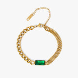 316L Stainless Steel Green Crystal Charm Bangles Bracelet For Women Girl