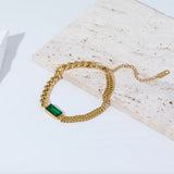 316L Stainless Steel Green Crystal Charm Bangles Bracelet For Women Girl
