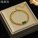 316L Stainless Steel Green Crystal Charm Bangles Bracelet For Women Girl