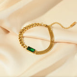 316L Stainless Steel Green Crystal Charm Bangles Bracelet For Women Girl