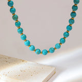 316L Stainless Steel Green Stone Bead Necklace for Women