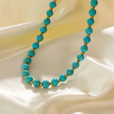 316L Stainless Steel Green Stone Bead Necklace for Women