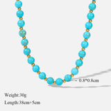 316L Stainless Steel Green Stone Bead Necklace for Women