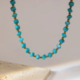 316L Stainless Steel Green Stone Necklace Bead String Women's Vacation Jewelry