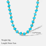 316L Stainless Steel Green Stone Necklace Bead String Women's Vacation Jewelry