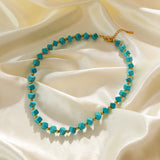 316L Stainless Steel Green Stone Necklace Bead String Women's Vacation Jewelry