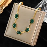 316L Stainless Steel Green Zirconia Crystal Necklace For Women