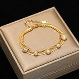 316L Stainless Steel Heart Butterfly Pearl Bracelet Bangles For Women Girl