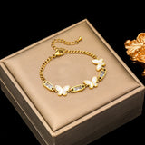 316L Stainless Steel Heart Butterfly Pearl Bracelet Bangles For Women Girl