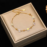 316L Stainless Steel Heart Butterfly Pearl Bracelet Bangles For Women Girl