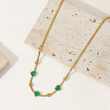 316L Stainless Steel Green Crystal Heart Choker Necklace for Women