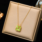 316L Stainless Steel Green Crystal Heart Choker Necklace for Women