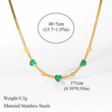 316L Stainless Steel Green Crystal Heart Choker Necklace for Women