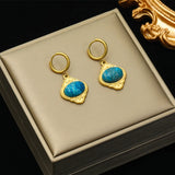 316L Stainless Steel Heart Stone Crystal Pearl Earrings For Women