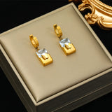 316L Stainless Steel Heart Stone Crystal Pearl Earrings For Women