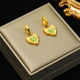 316L Stainless Steel Heart Stone Crystal Pearl Earrings For Women