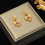 316L Stainless Steel Heart Stone Crystal Pearl Earrings For Women